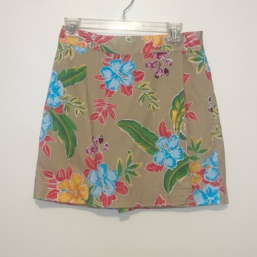 Vintage White Stag Hawaiian Floral Skort Shorts Size 10